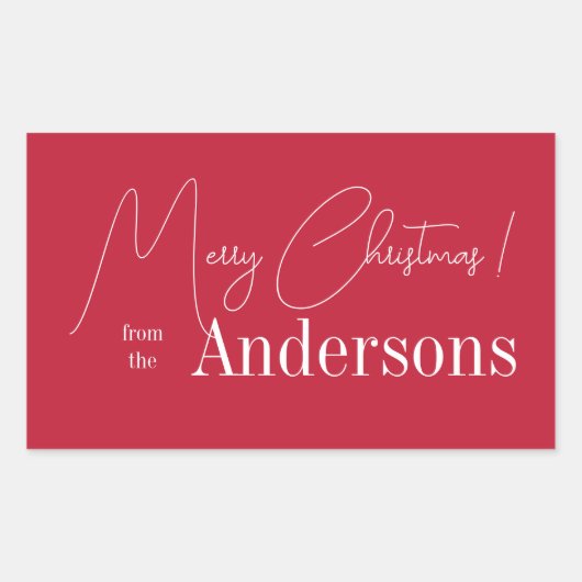 Red Christmas aus Familienname Rechteckiger Aufkleber (Vorderseite)