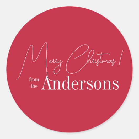 Red Christmas aus Familienname Runder Aufkleber (Vorderseite)
