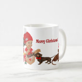 Red Christmas Baby Dackel Surprise "Oh Baby" Kaffeetasse (VorderseiteRechts)
