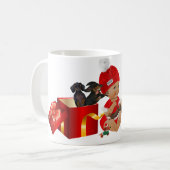 Red Christmas Baby Dackel Surprise "Oh Baby" Kaffeetasse (Vorderseite Links)