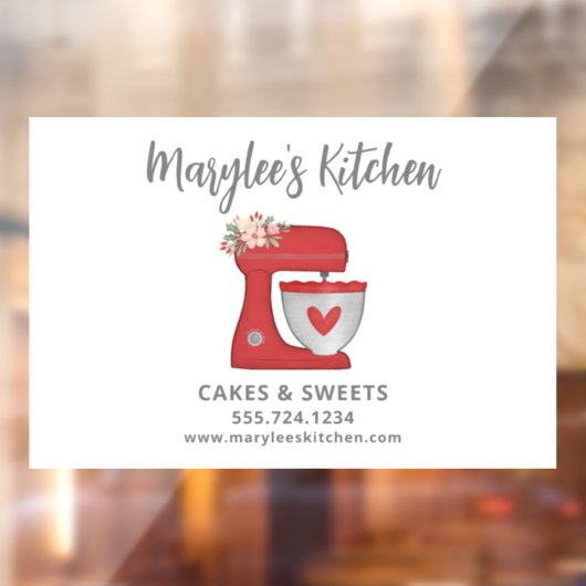 Red Christmas Baker Konditorei Koch Business Fensteraufkleber (Blatt 2)