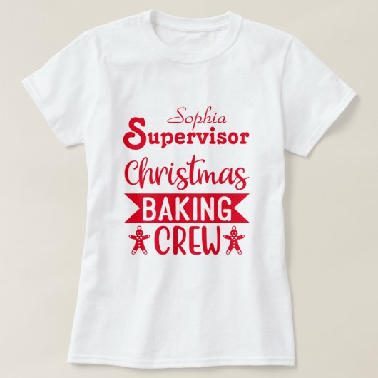 Red Christmas Baking Crew Supervisor Holiday T-Shirt (Design vorne)