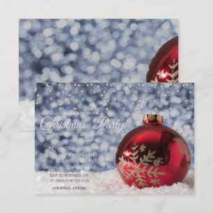 Red Christmas Ball, Light Company Christmas Party Einladung