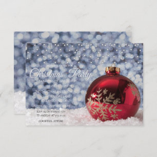 Red Christmas Ball, Light Company Christmas Party Einladung