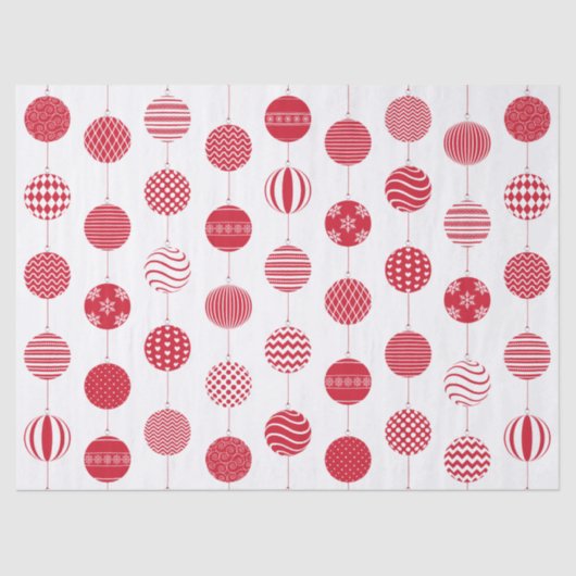 Red Christmas Ball Muster Tissue Paper Seidenpapier (Vorderseite)