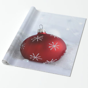 Red Christmas Ball Snowflakes Geschenkpapier