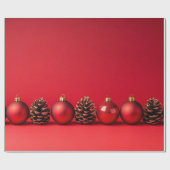 Red Christmas Balls and Pinecones Geschenkpapier (Flach)