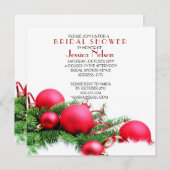 Red Christmas Balls Brautparty Einladung (Vorne/Hinten)