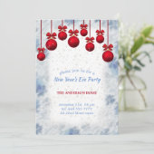 Red Christmas Balls Einladung (Stehend Vorderseite)