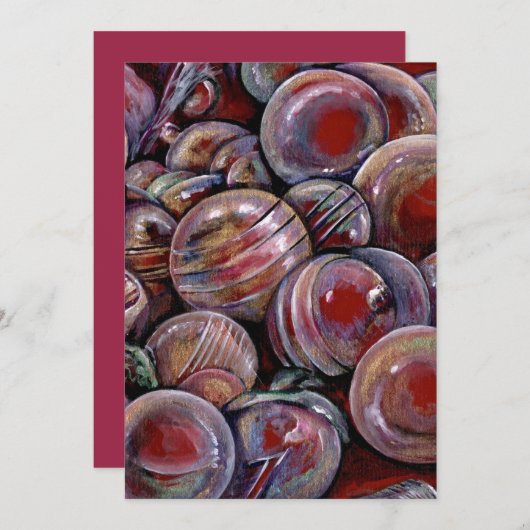 Red Christmas Balls Feiertagskarte (Vorne/Hinten)