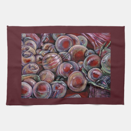 Red Christmas Balls Geschirrtuch (Horizontal)