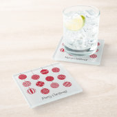 Red Christmas Balls Glass Untersetzer (Schrägansicht)