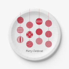 Red Christmas Balls Paper Plate Pappteller