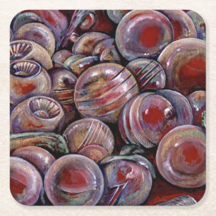 Red Christmas Balls Rechteckiger Pappuntersetzer