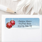 Red Christmas Balls und Snow Return Address Label (Insitu)