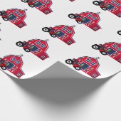 Red Christmas Barn mit Traktor Geschenkpapier (Ecke)