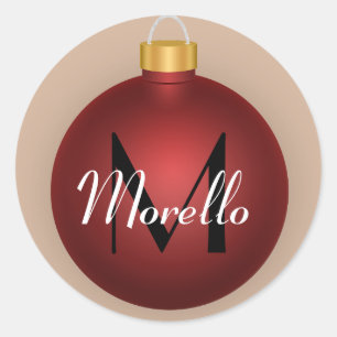 Red Christmas Bauble Ornament Custom Sticker