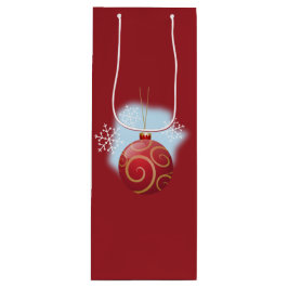 Red Christmas Bauble und Snowflakes Geschenktüte Für Weinflaschen