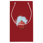 Red Christmas Bauble und Snowflakes Kleine Geschenktüte (Rückseite)