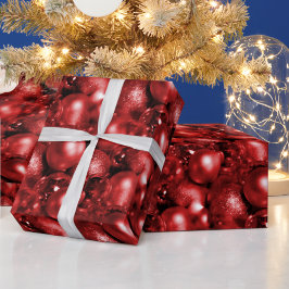 Red Christmas Baubles Geschenkpapier