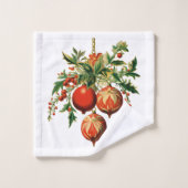 Red Christmas Baubles mit Holly Festivals Badhandtuch Set (Waschlappen)