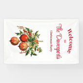 Red Christmas Baubles mit Holly Festivals Banner (Horizontal)