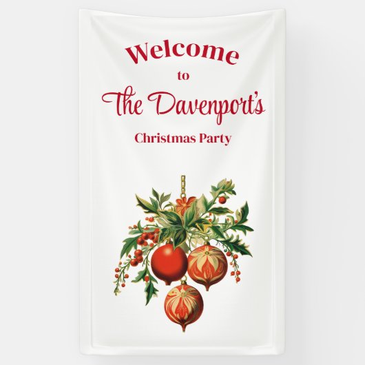 Red Christmas Baubles mit Holly Festivals Banner (Vertikal)