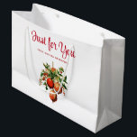 Red Christmas Baubles mit Holly Festivals Große Geschenktüte<br><div class="desc">Geschenktasche mit einer Vintagen Style-Abbildung. 3 rote Weihnachtsbaumbläschen umgeben von grünen Heiligen und Beeren. Stilvolles Retro-Design.</div>