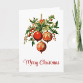 Red Christmas Baubles mit Holly Festivals Karte (Vorderseite)