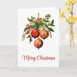 Red Christmas Baubles mit Holly Festivals Karte