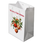 Red Christmas Baubles mit Holly Festivals Mittlere Geschenktüte (Rückseite Schrägansicht)