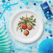 Red Christmas Baubles mit Holly Festivals Pappteller (Party)