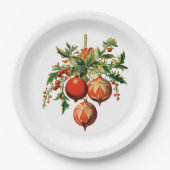 Red Christmas Baubles mit Holly Festivals Pappteller (Vorderseite)