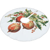 Red Christmas Baubles mit Holly Festivals Polyester Weihnachtsbaumdecke (Schrägansicht)