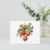 Red Christmas Baubles mit Holly Festivals Postkarte (Stehend Vorderseite)