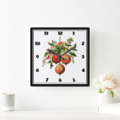 Red Christmas Baubles mit Holly Festivals Quadratische Wanduhr (Zuhause)