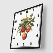 Red Christmas Baubles mit Holly Festivals Quadratische Wanduhr (Winkel)