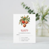Red Christmas Baubles mit Holly Festivals RSVP Karte (Stehend Vorderseite)