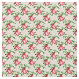 Red Christmas Baubles on Pink Fabric Stoff