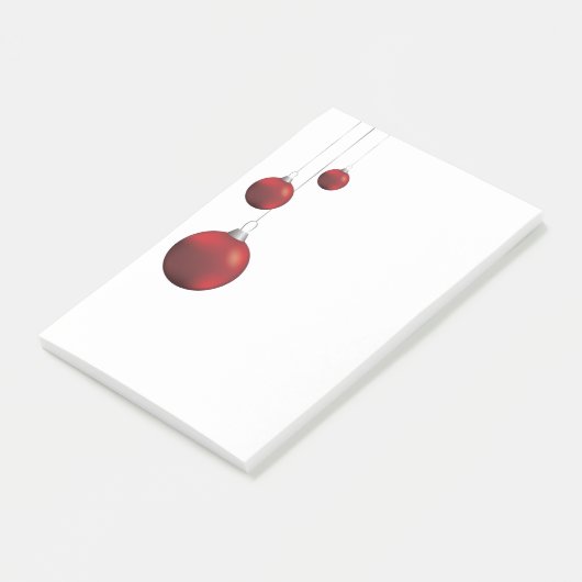 Red Christmas Baubles Post-it Klebezettel (angewinkelt)