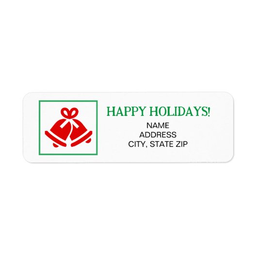 Red Christmas Bells Holiday Return Address Label (Vorne)