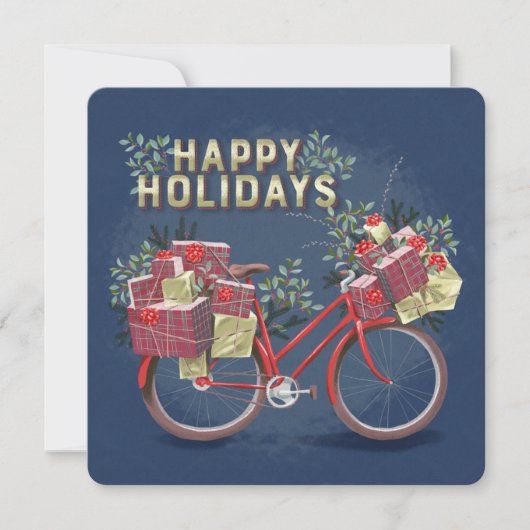Red Christmas Bicycle mit Presents Einladung (Vorderseite)