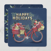 Red Christmas Bicycle mit Presents Einladung (Vorne/Hinten)