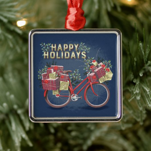 Red Christmas Bicycle mit Presents Ornament Aus Metall (Baum)