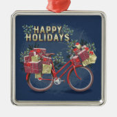 Red Christmas Bicycle mit Presents Ornament Aus Metall (Vorne)