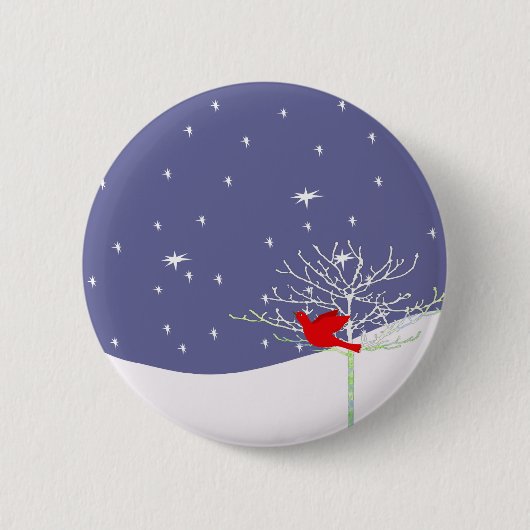 Red Christmas Bird Button (Vorderseite)