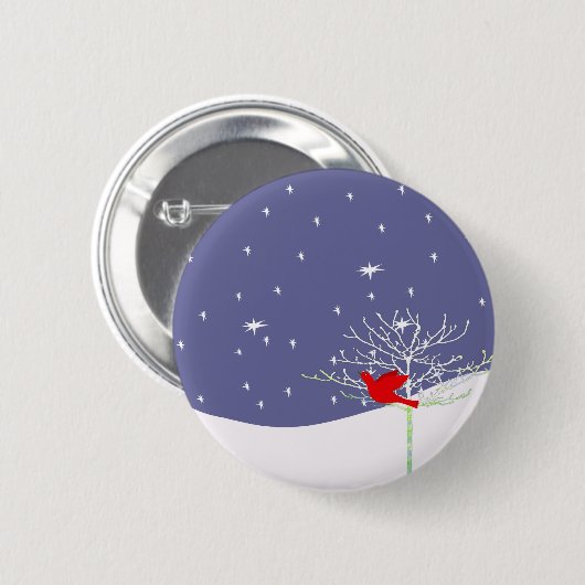 Red Christmas Bird Button (Vorne & Hinten)
