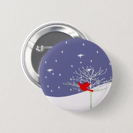 Red Christmas Bird Button (Vorne & Hinten)