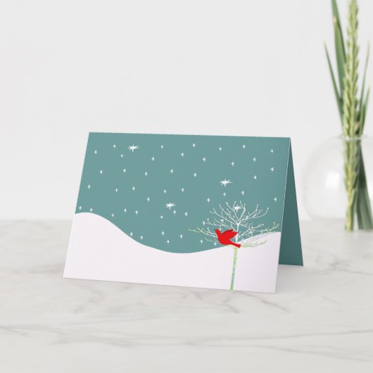 Red Christmas Bird Feiertagskarte (Vorderseite)