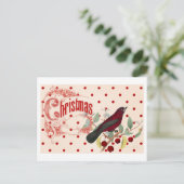 Red Christmas Bird Feiertagspostkarte (Stehend Vorderseite)